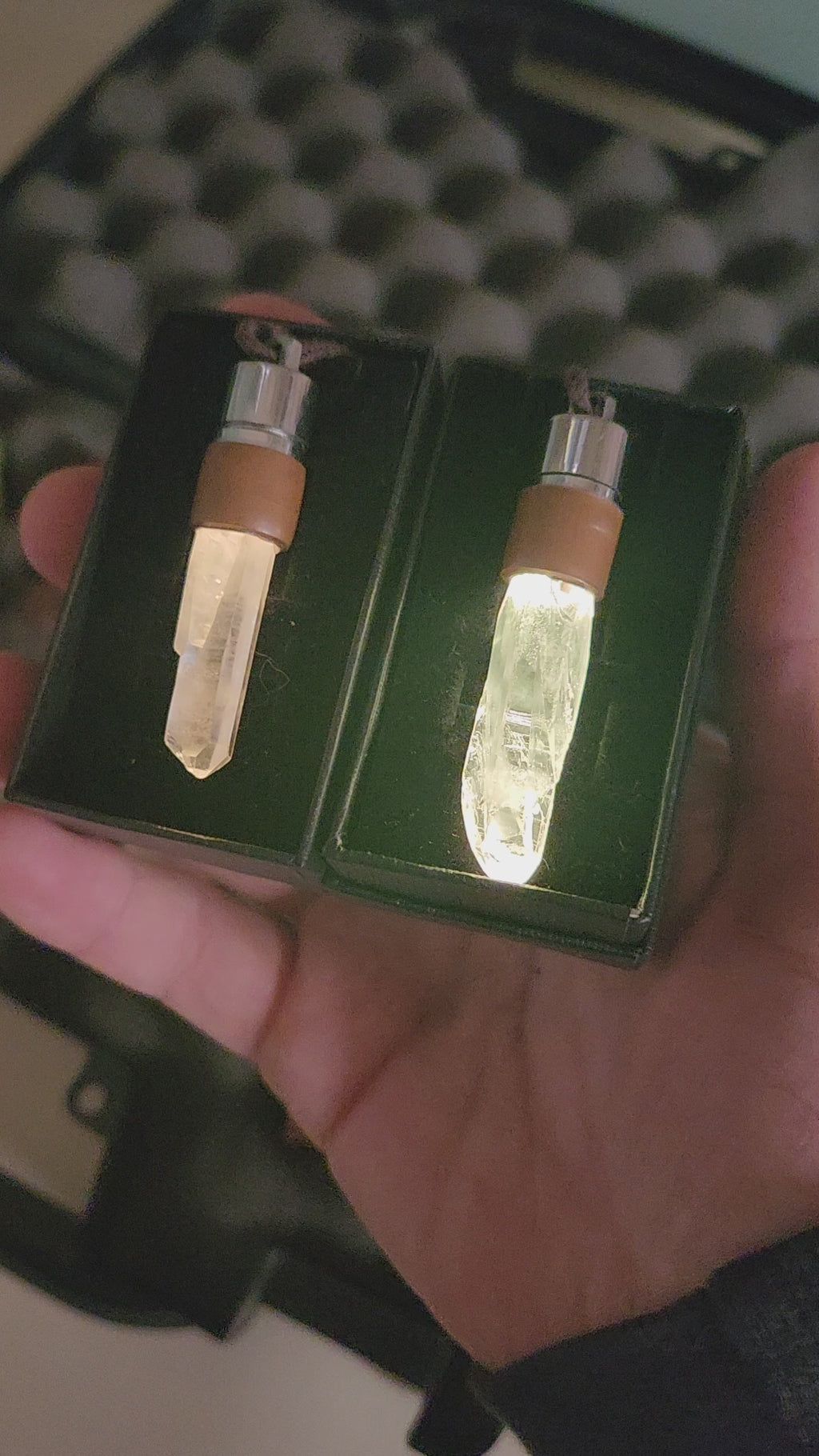 Light up quartz pendants