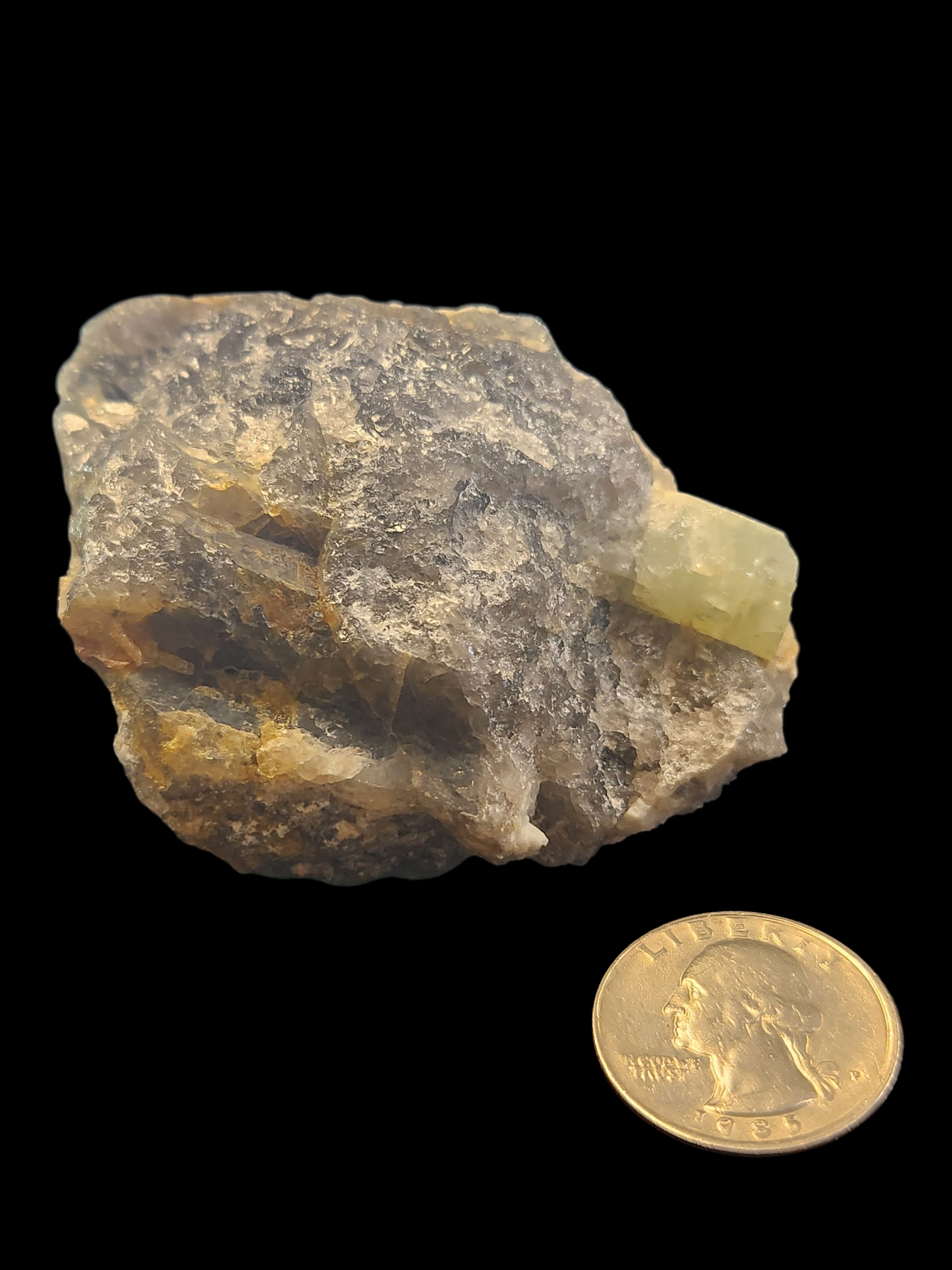 Yellow beryl on matrix