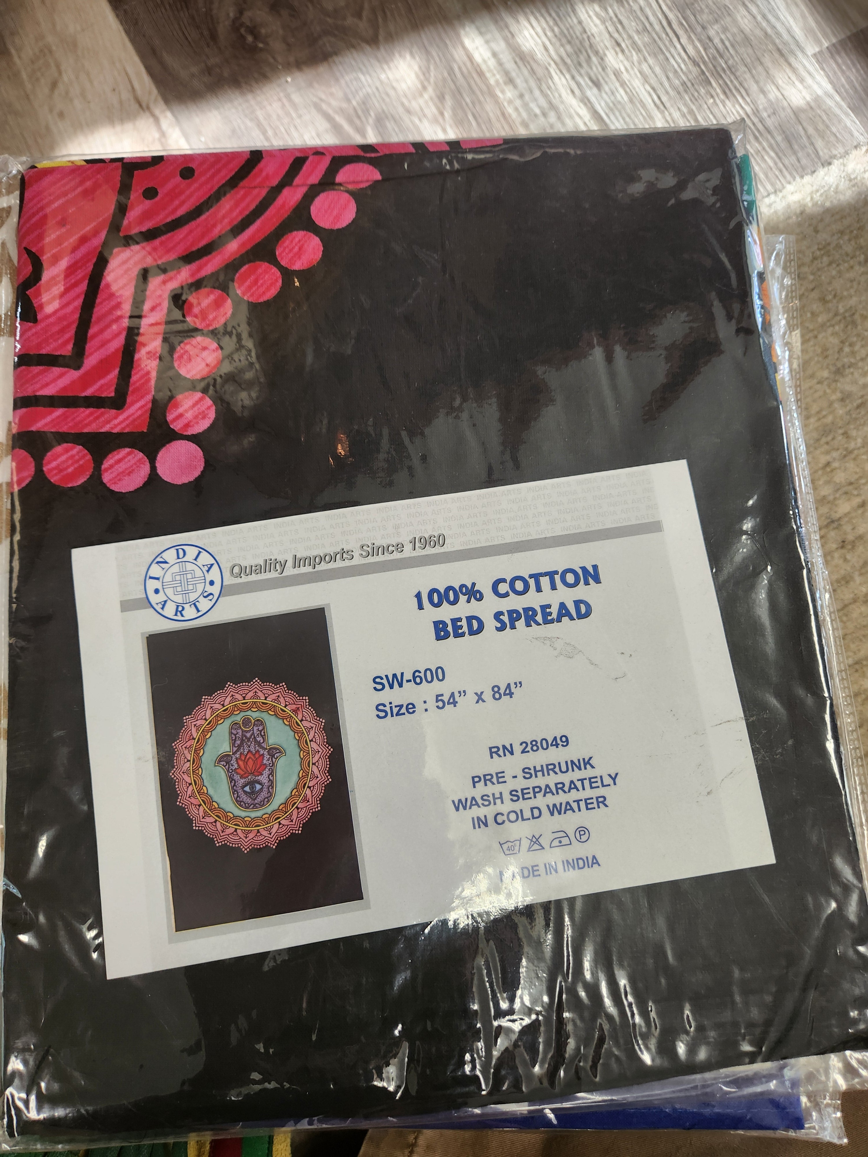 100% cotton Hamsa Mandala tapestry 54" x 84"