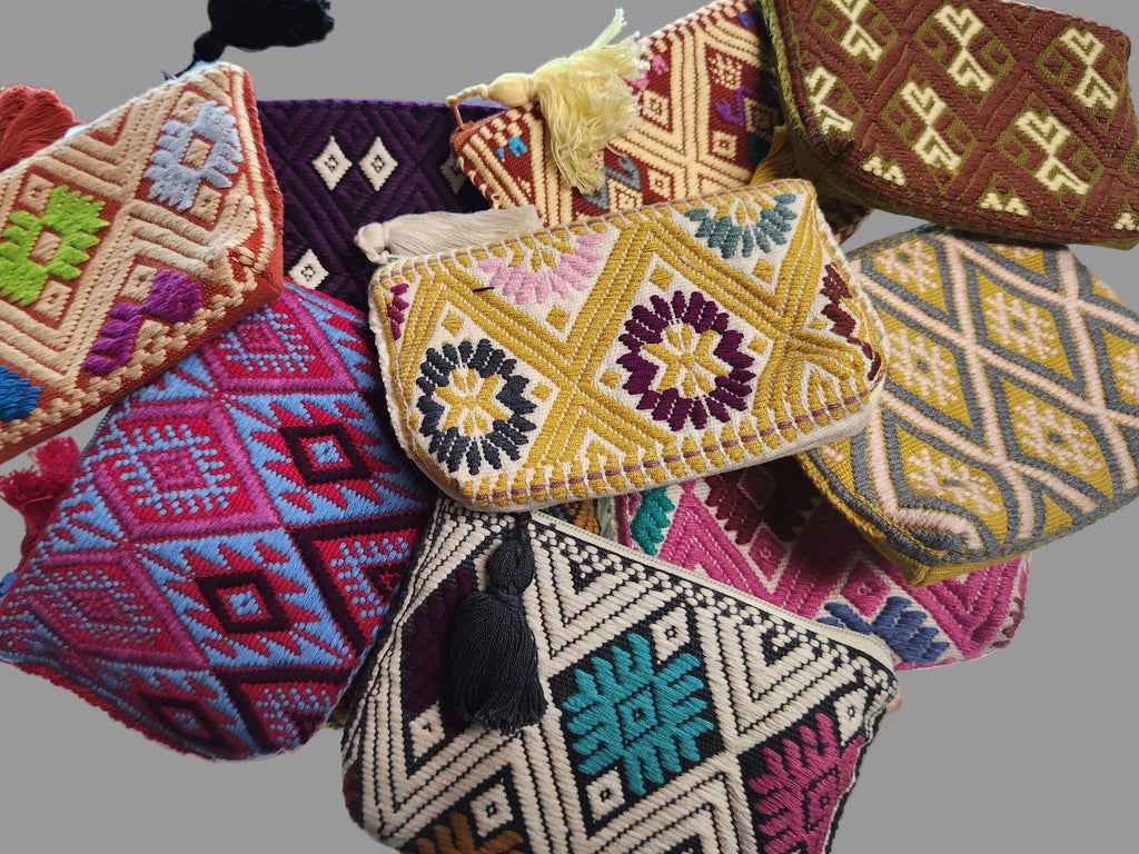 Assorted embroidered pouches