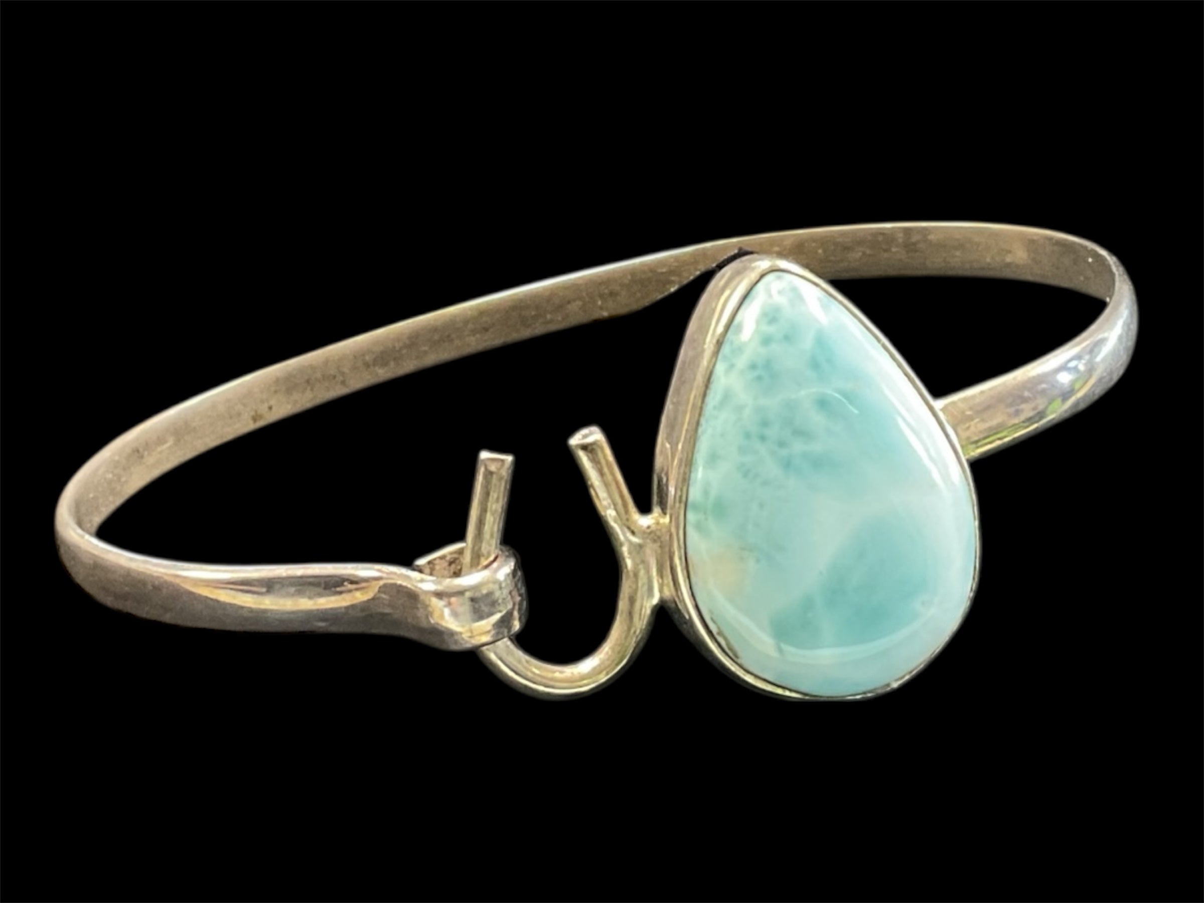 Silver Larimar bangle bracelet