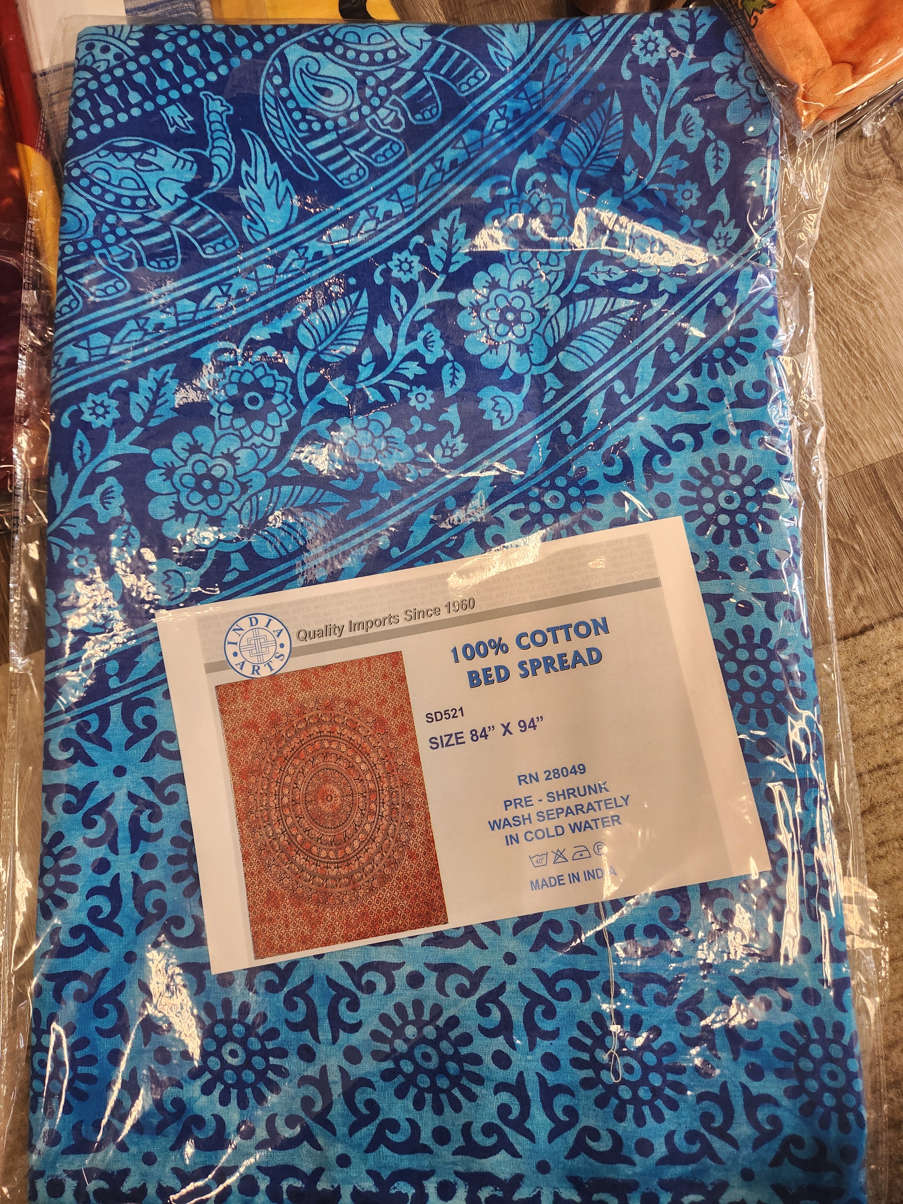 Blue mandala tapestry 84" x 94"