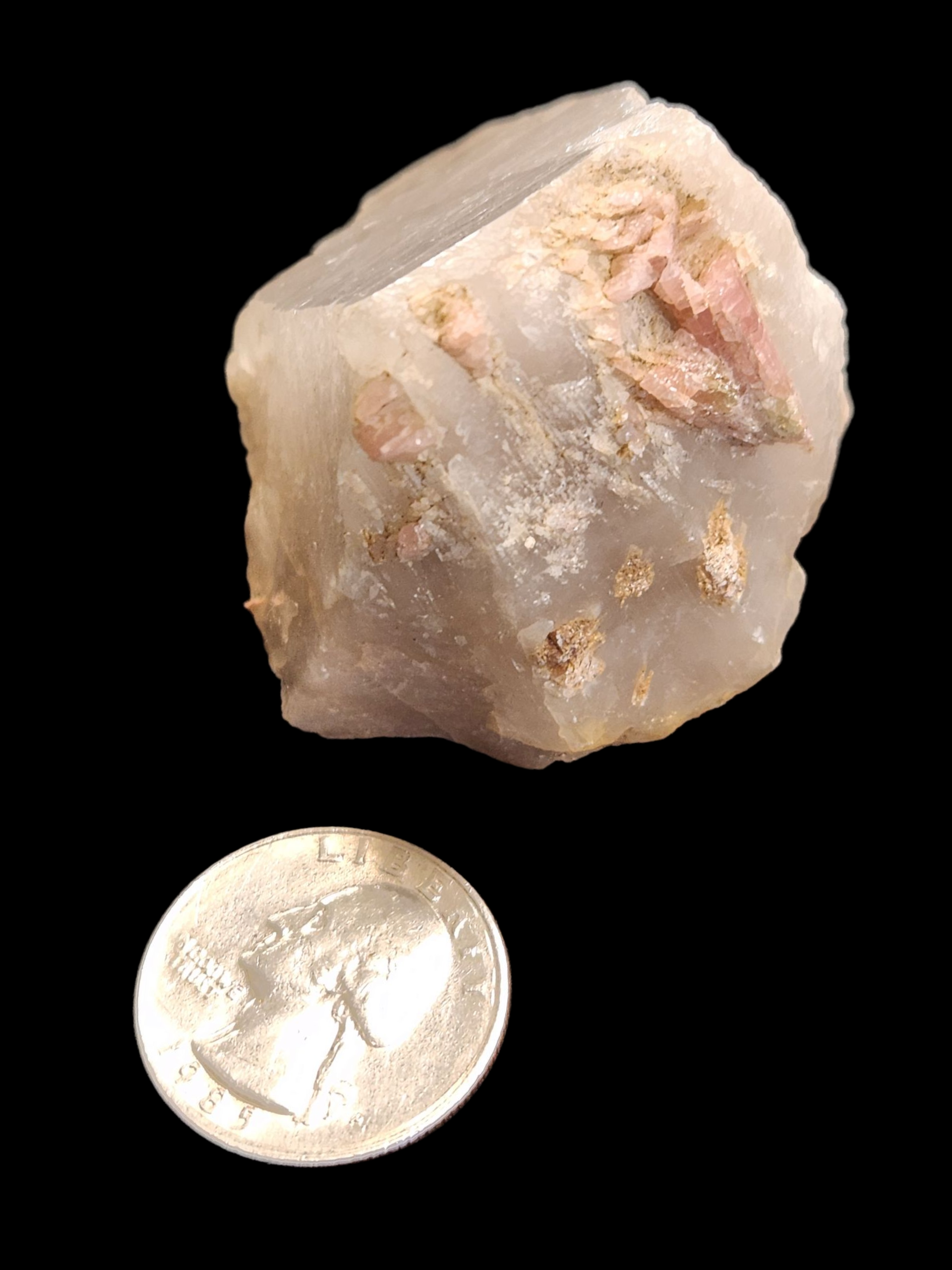 Pink tourmaline on quartz