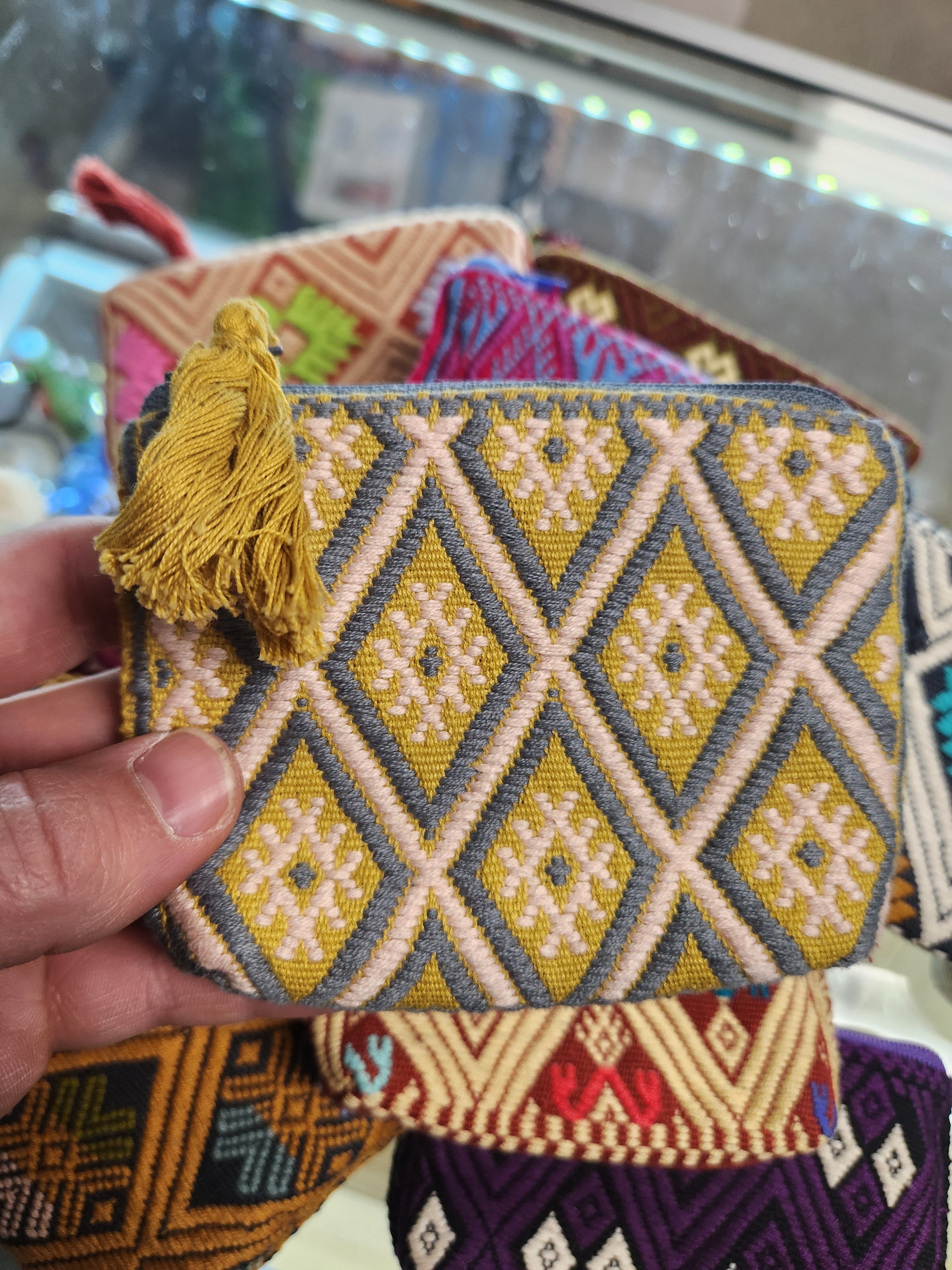 Assorted embroidered pouches