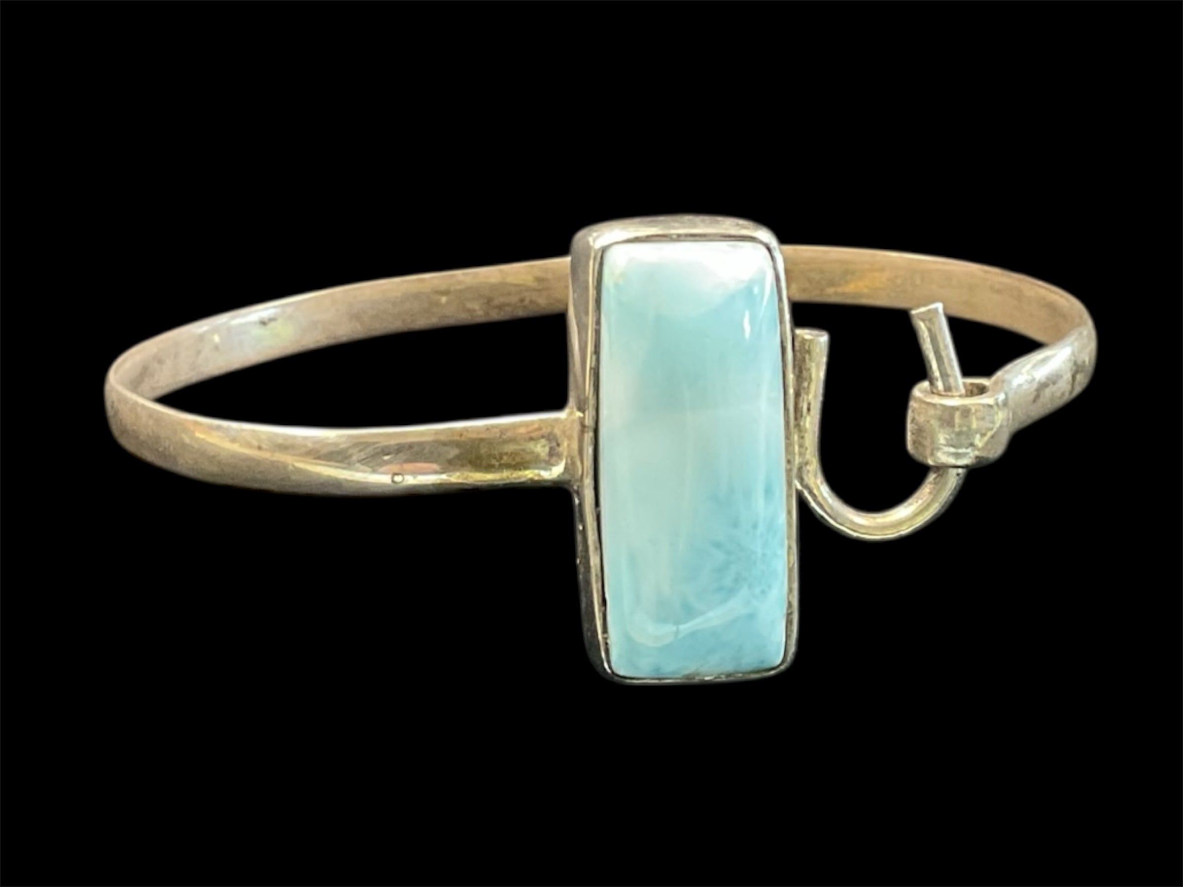 Silver Larimar bangle bracelet