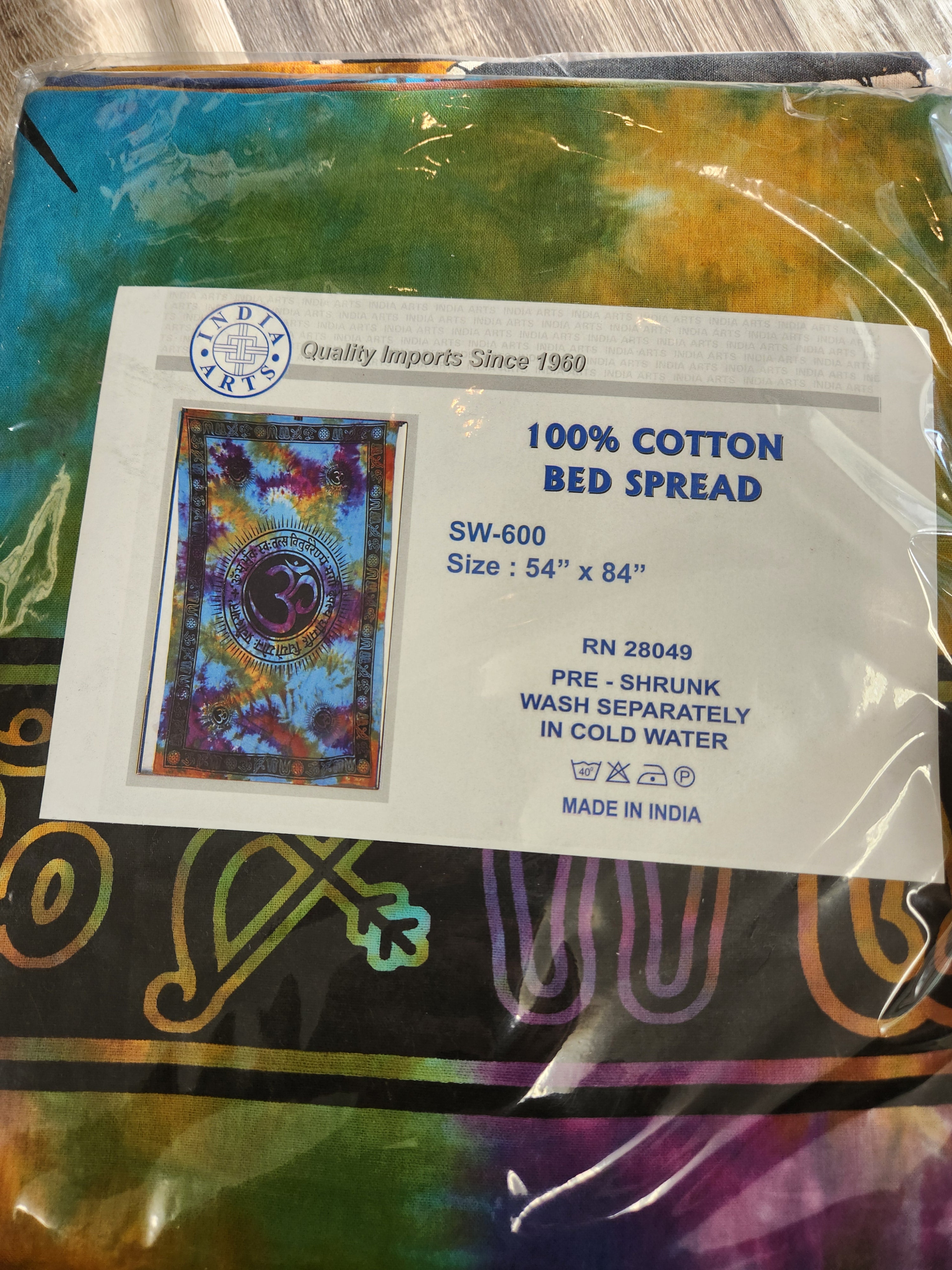 Tie-dyed Om tapestry 54" x 84"