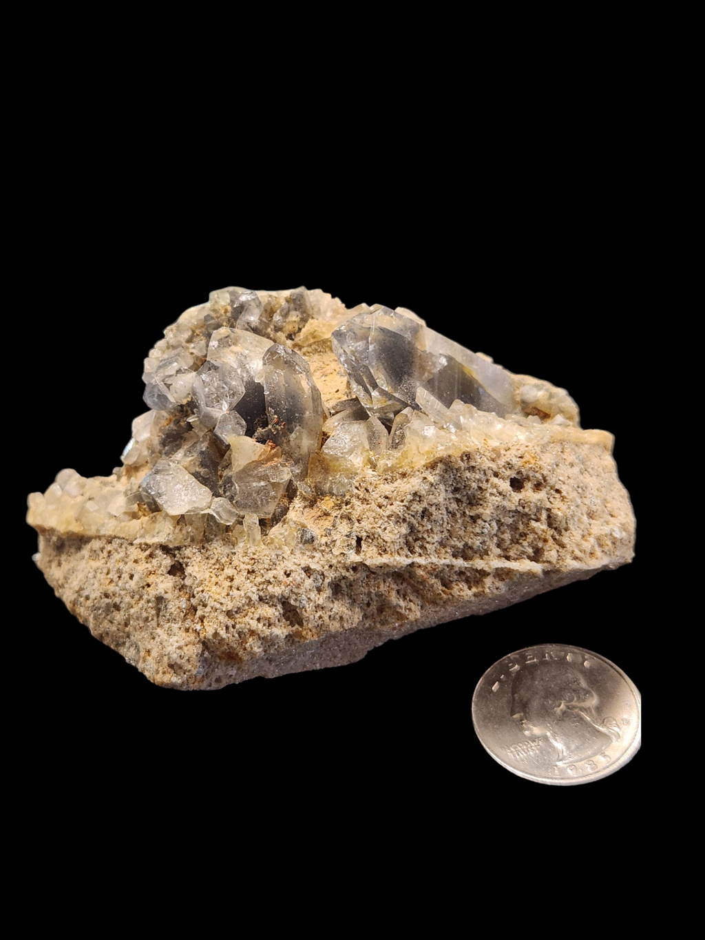 Quartz cluster on matrix w/ phantoms