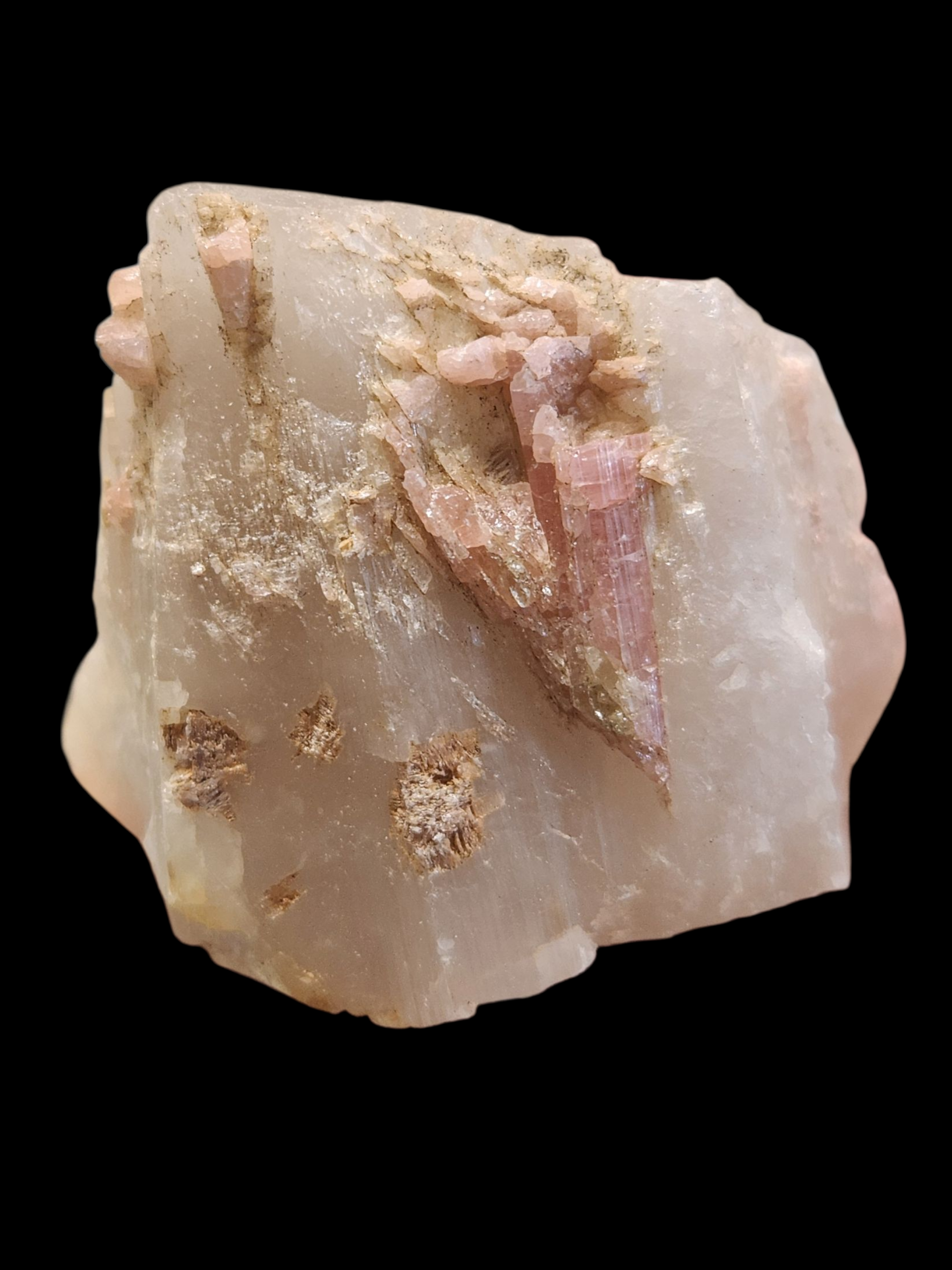 Pink tourmaline on quartz
