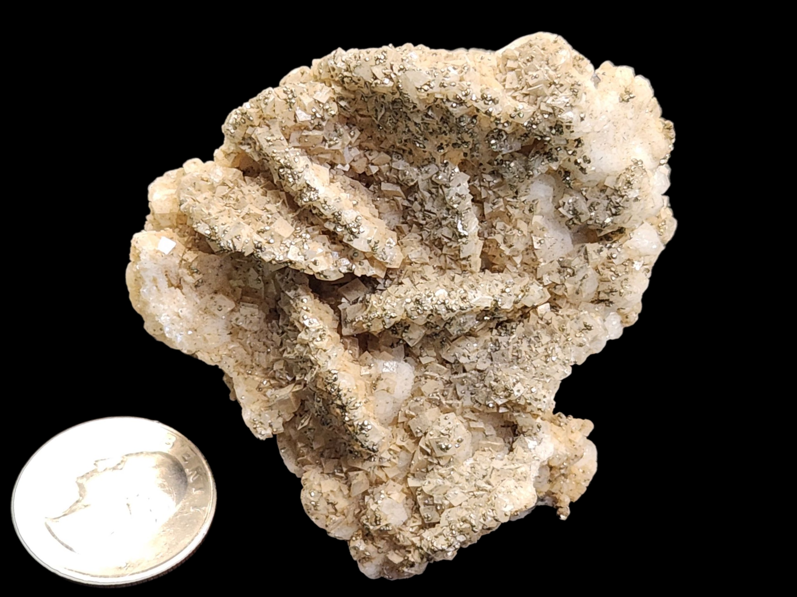 Calcite on barite w/ Pyrite and flourite