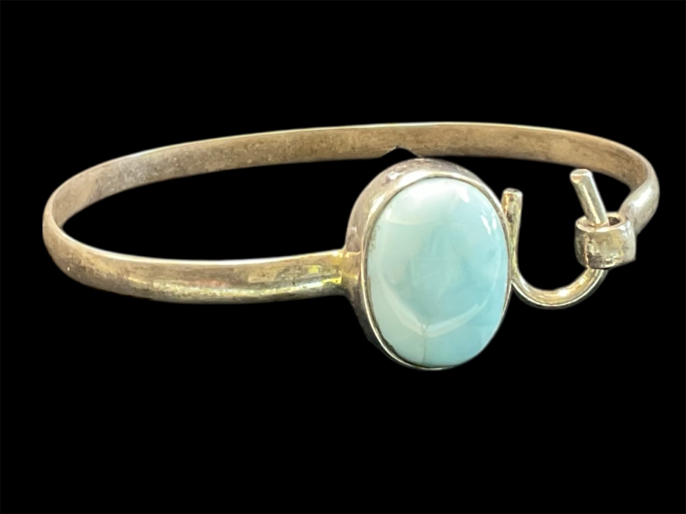 Silver Larimar bangle bracelet