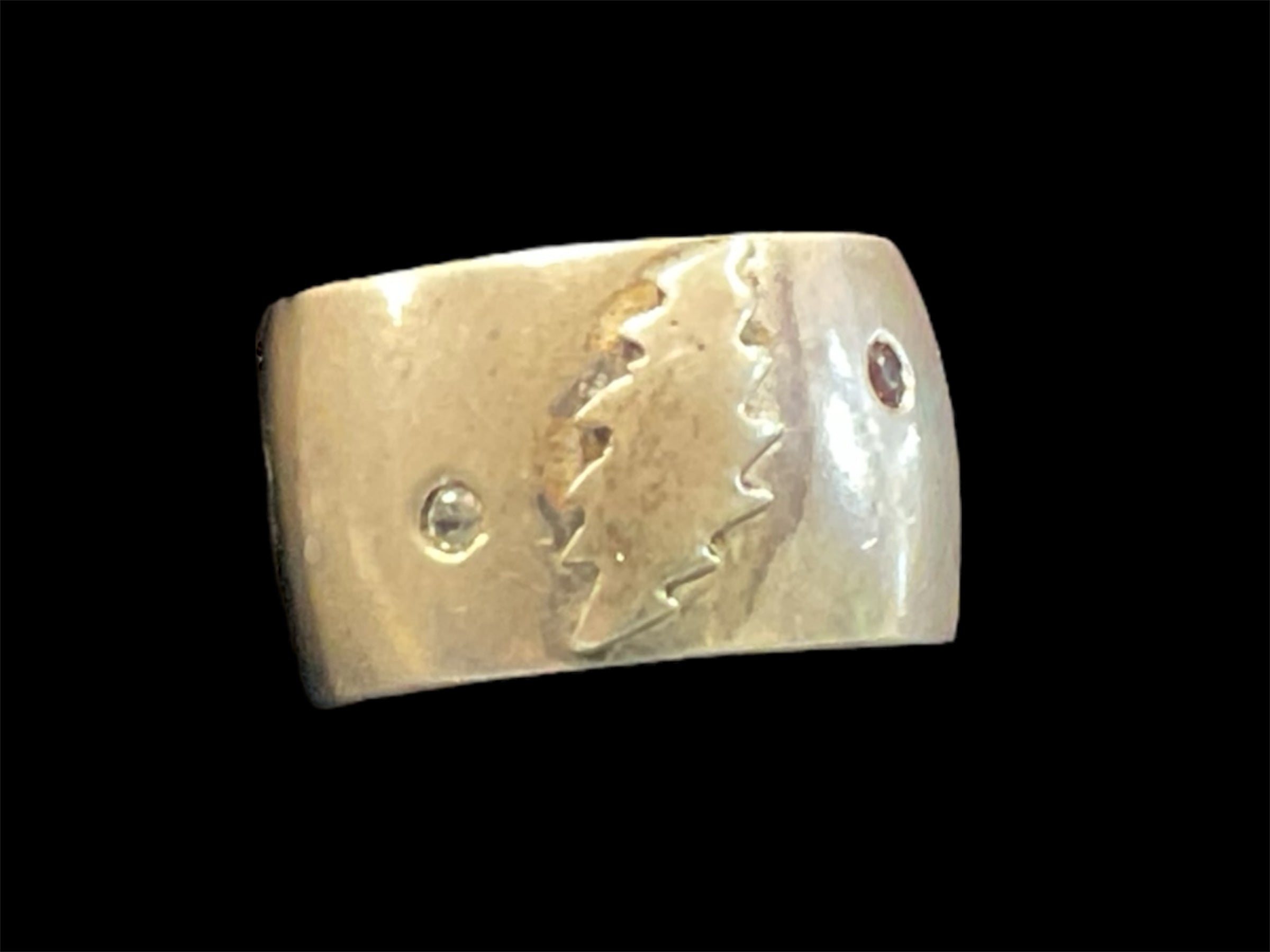 Silver GD Bolt ring w/ sapphire and garnet